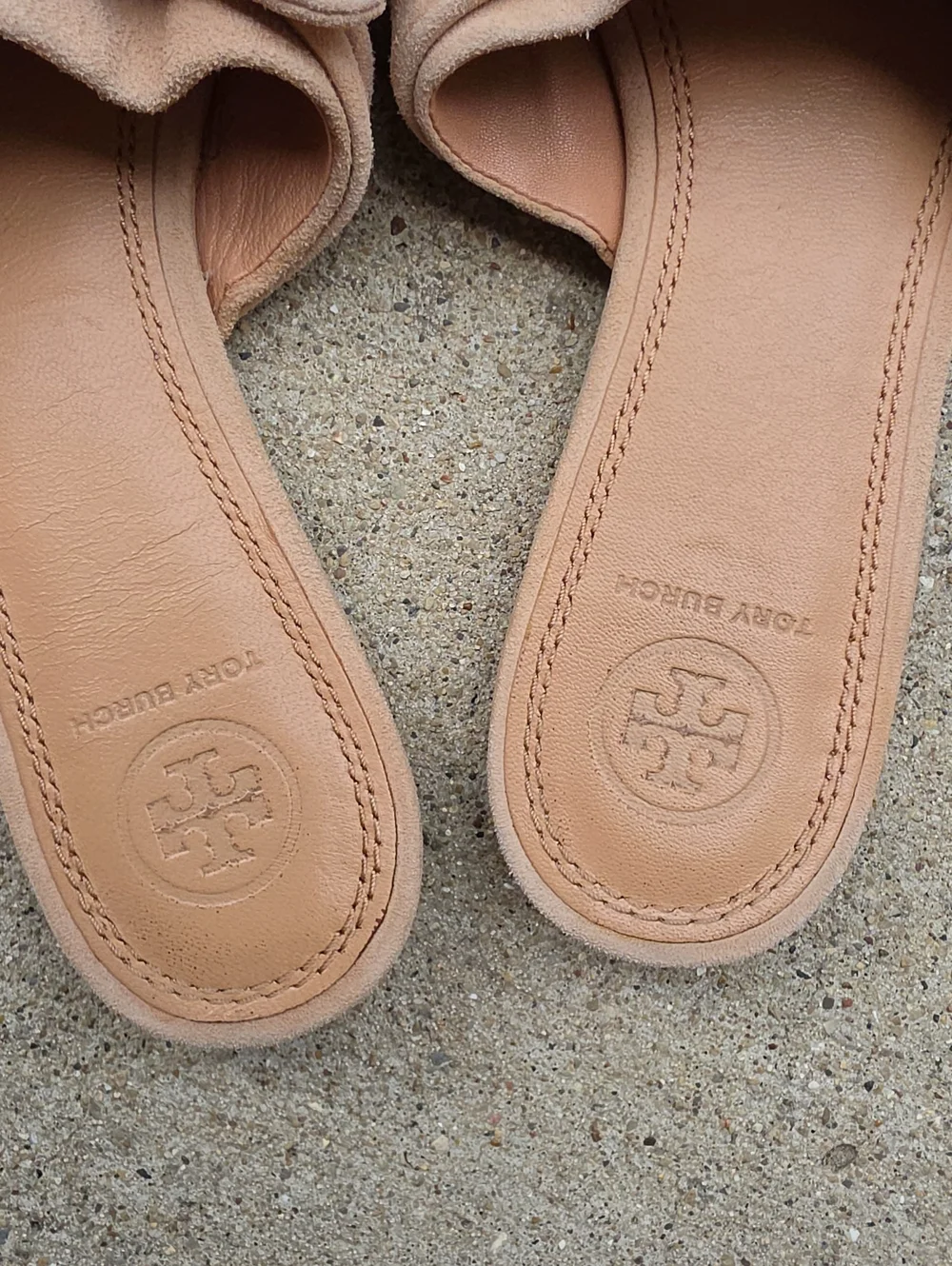 Tory Burch Blush Pink Suede Bow Slide Sandals Leather Size 7M